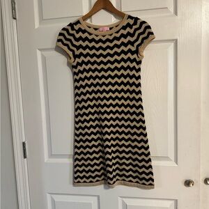 Lilly Pulitzer Black and Tan Chevron Dress